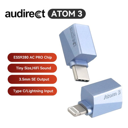 Audirect Atom 3 Portable USB DAC | Headphone Amp | for Hi-Res Music, Nintendo Switch DACs Audirect Audio Digital to Analog Converters(DACs) Headphone Amplifiers