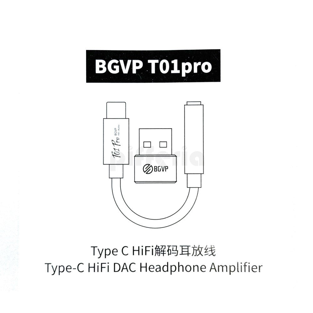 BGVP T01 Pro Portable USB-C DAC / Headphone Amp with USB-C to USB-A Adapter DACs BGVP Audio Digital to Analog Converters(DACs) Headphone Amplifiers