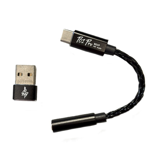 BGVP T01 Pro Portable USB-C DAC / Headphone Amp with USB-C to USB-A Adapter