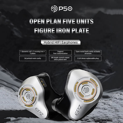 EPZ P50 In-Ear Headphones | Hybrid 1DD + 2BA + 2 Planar IEM