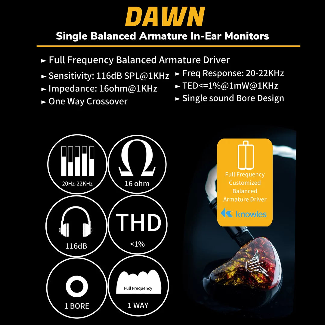 Panther Audio DAWN In-Ear Headphones In-Ear Wired Headphones Panther Audio Audio Headphones In-Ear Monitors(IEMs) Wired