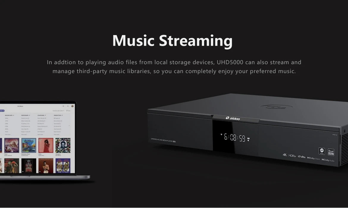 Zidoo UHD5000 HiFi 4K UHD Media Player DACs Zidoo Audio Desktop Digital to Analog Converters(DACs) Media Players