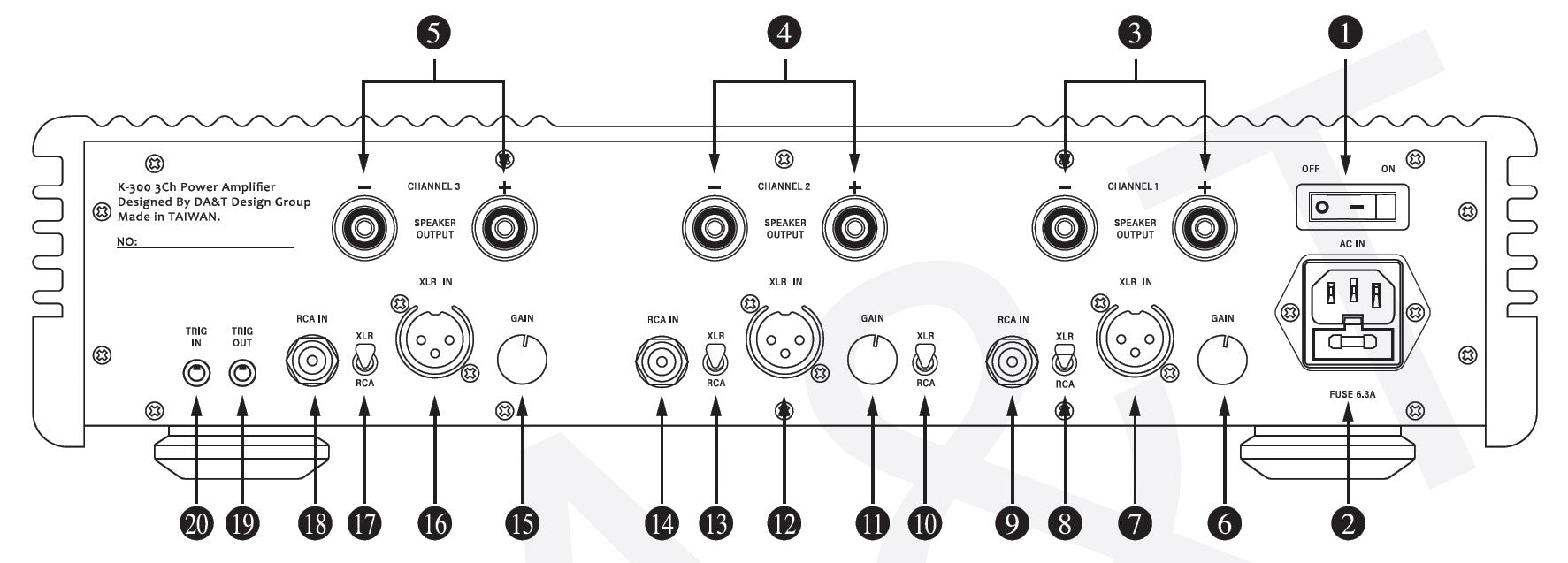 DA&T K300 3 Channel BTL Class-D Home Theater Power Amplifier Power Amplifiers DA&T Audio Power Amplifiers